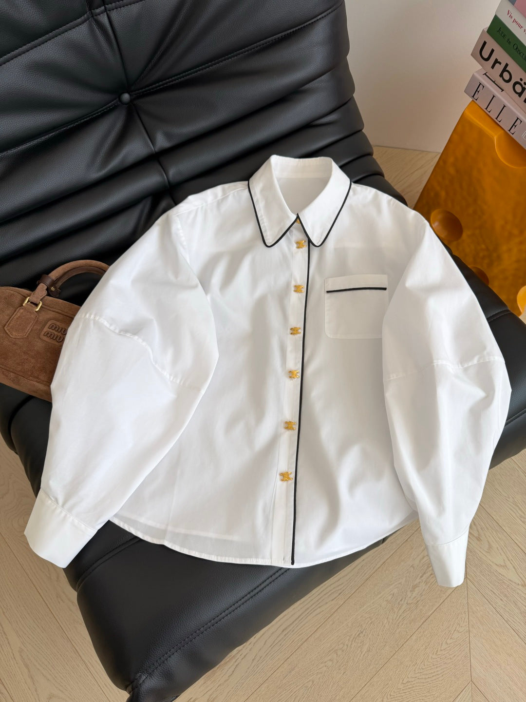26FW New Shirt with Small Gold Buckle Detail