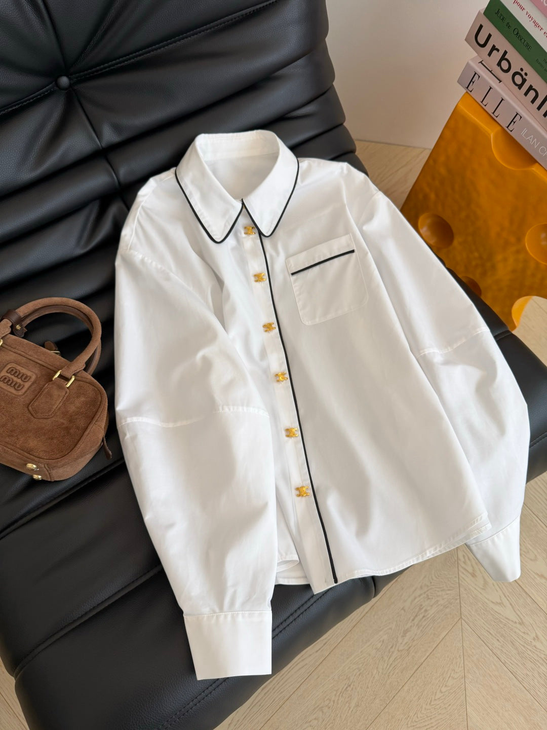 26FW New Shirt with Small Gold Buckle Detail