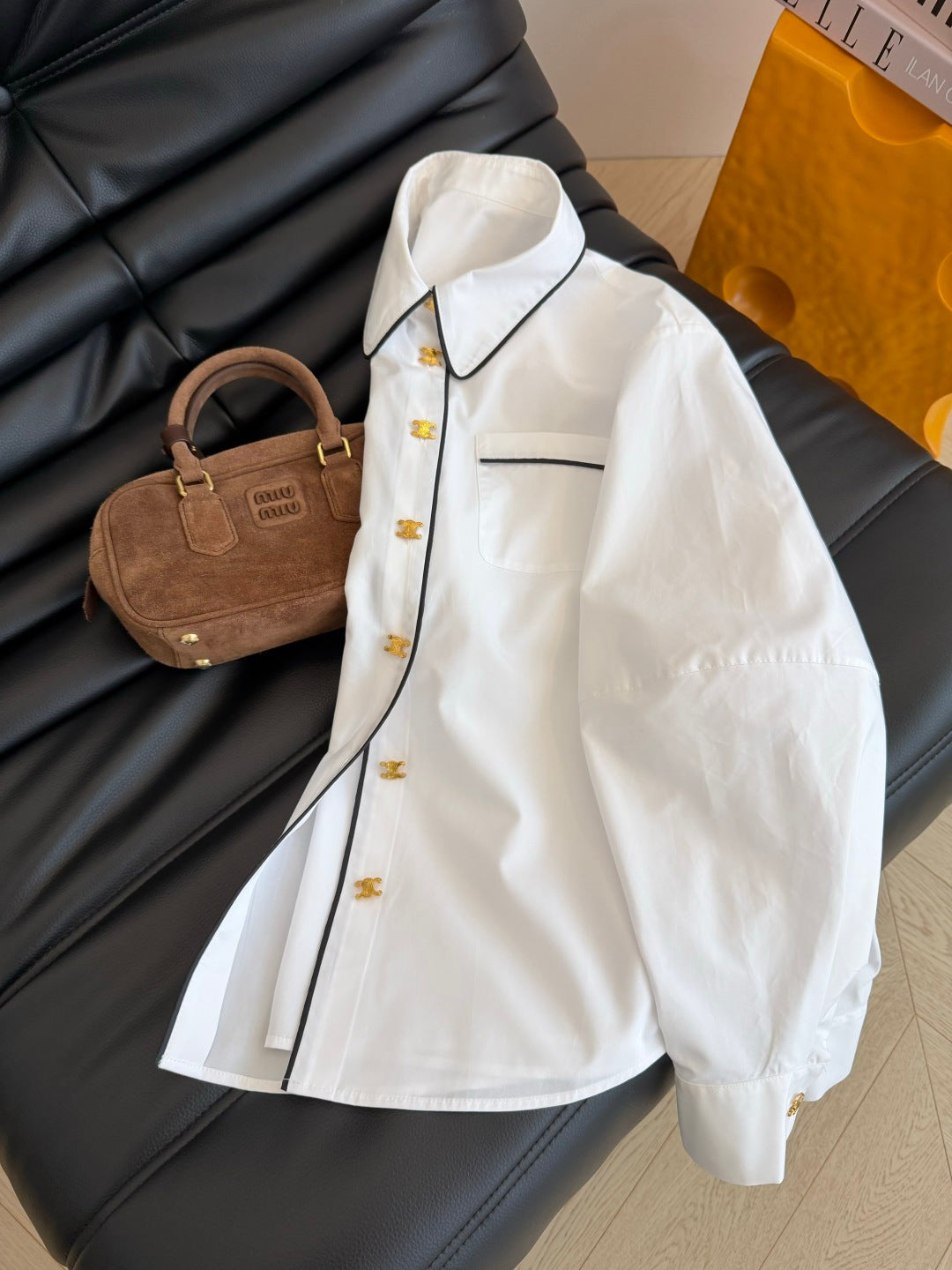 26FW New Shirt with Small Gold Buckle Detail