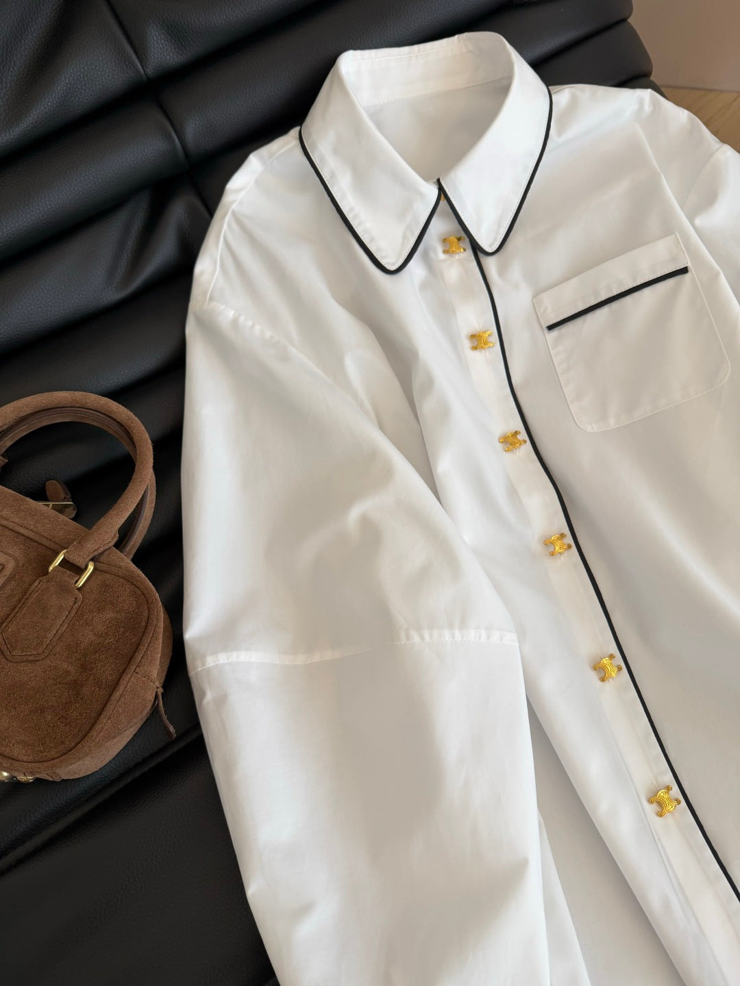 26FW New Shirt with Small Gold Buckle Detail