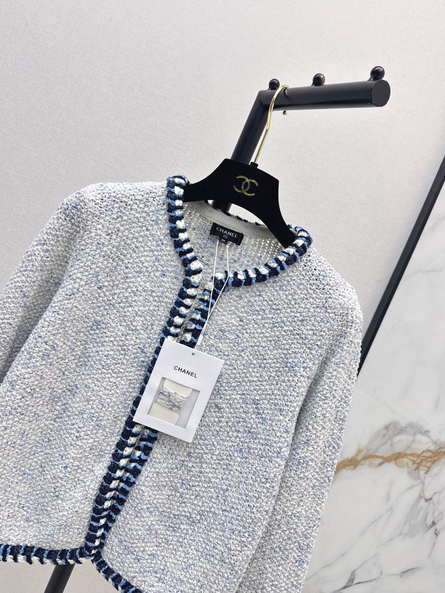 26FW New Blue and White Knit Cardigan
