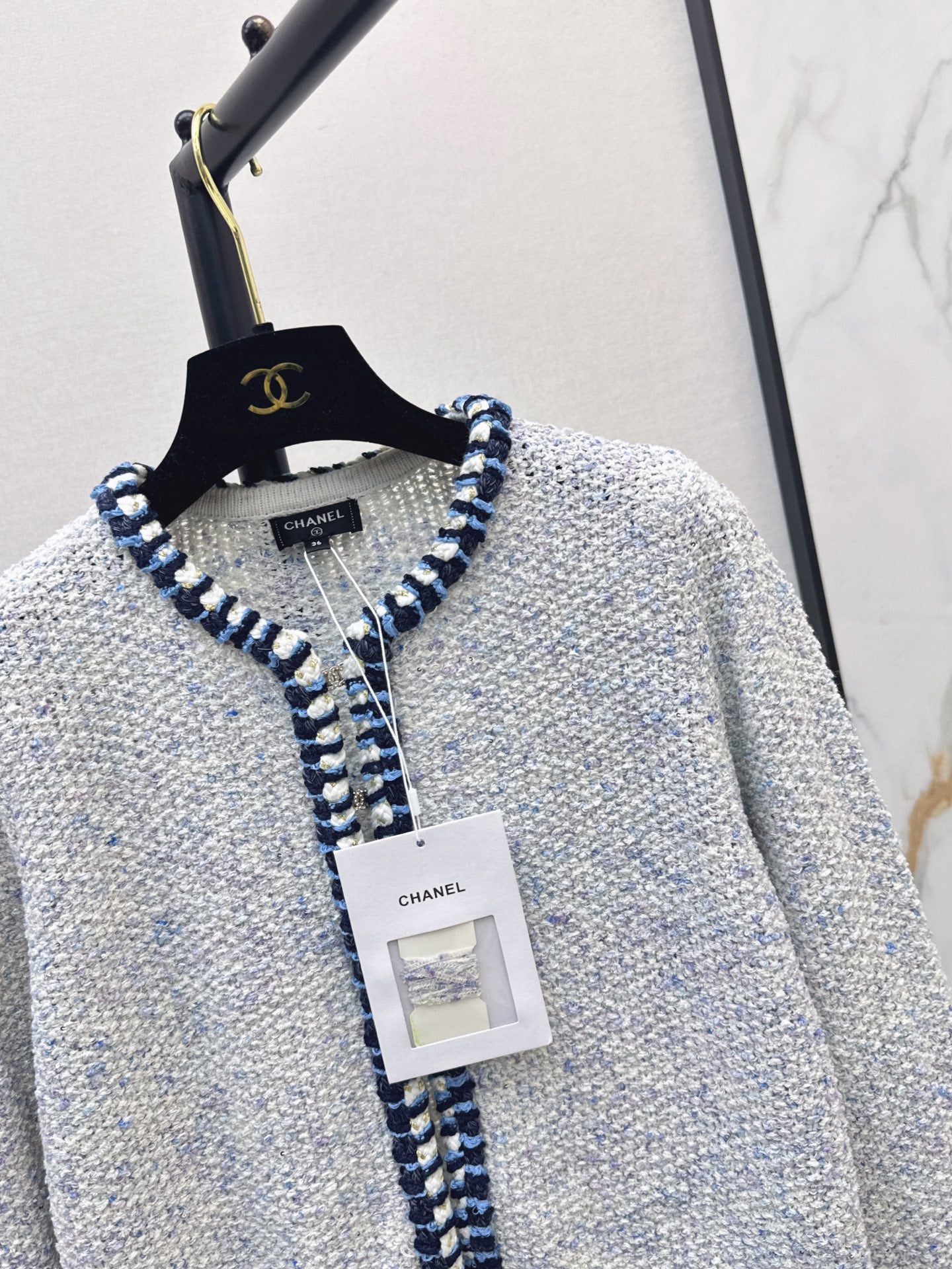 26FW New Blue and White Knit Cardigan