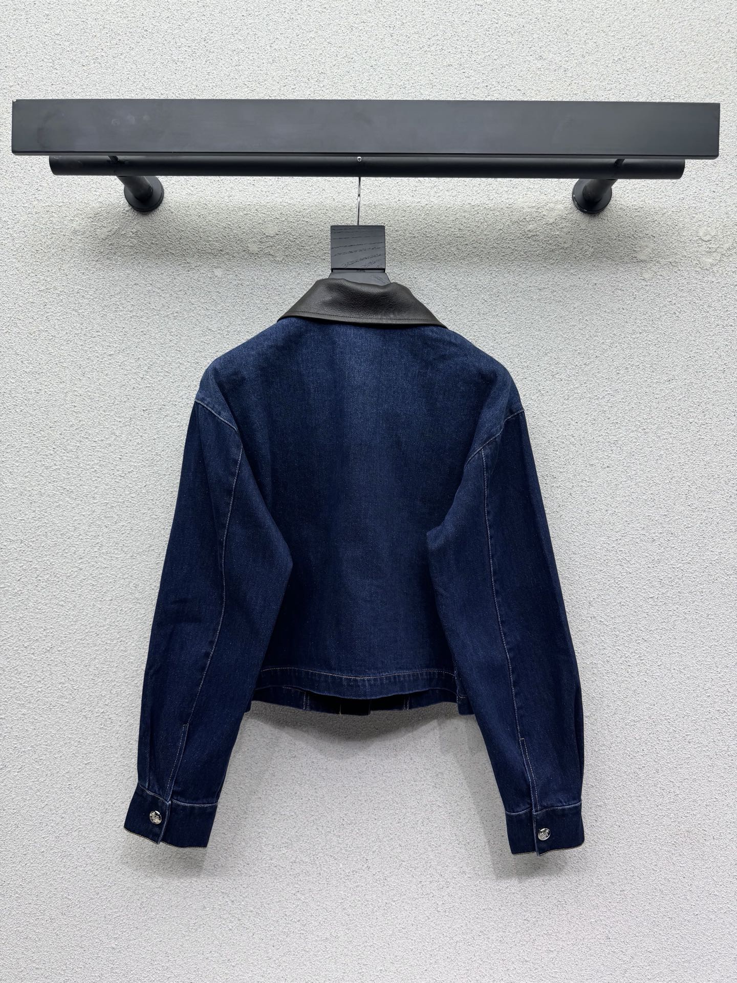 26FW New Denim Jacket with Leather Collar