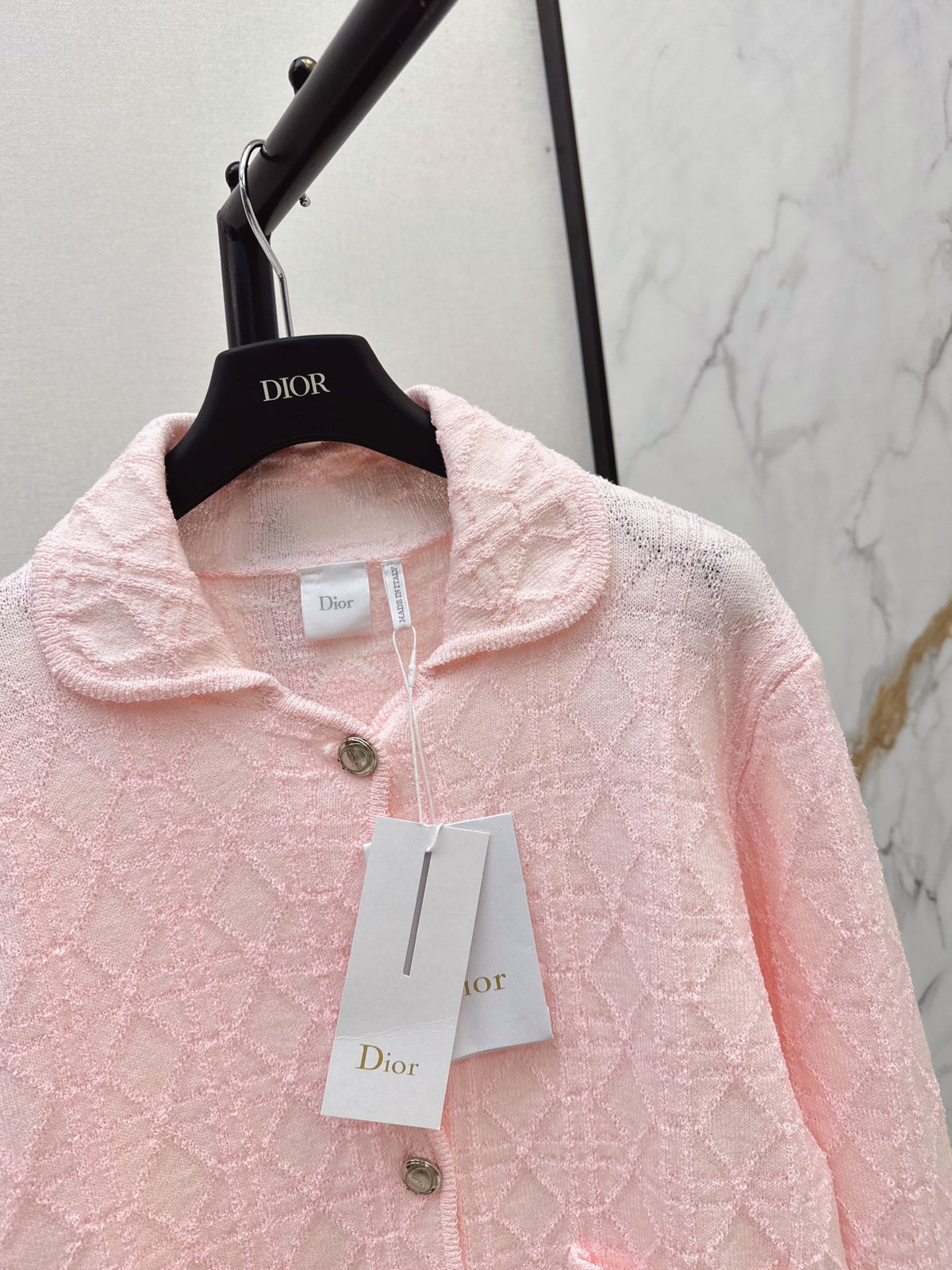 26FW New Cannage-Pattern Knit Cardigan with Collar