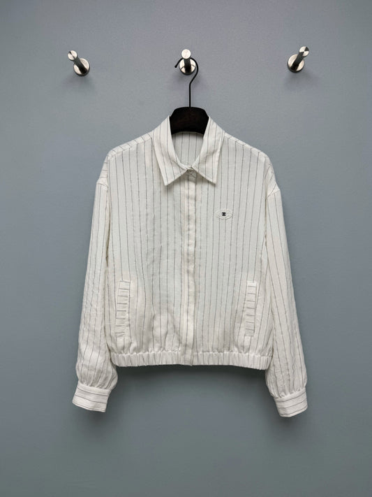 FW26 New Striped Cropped Shirt Jacket