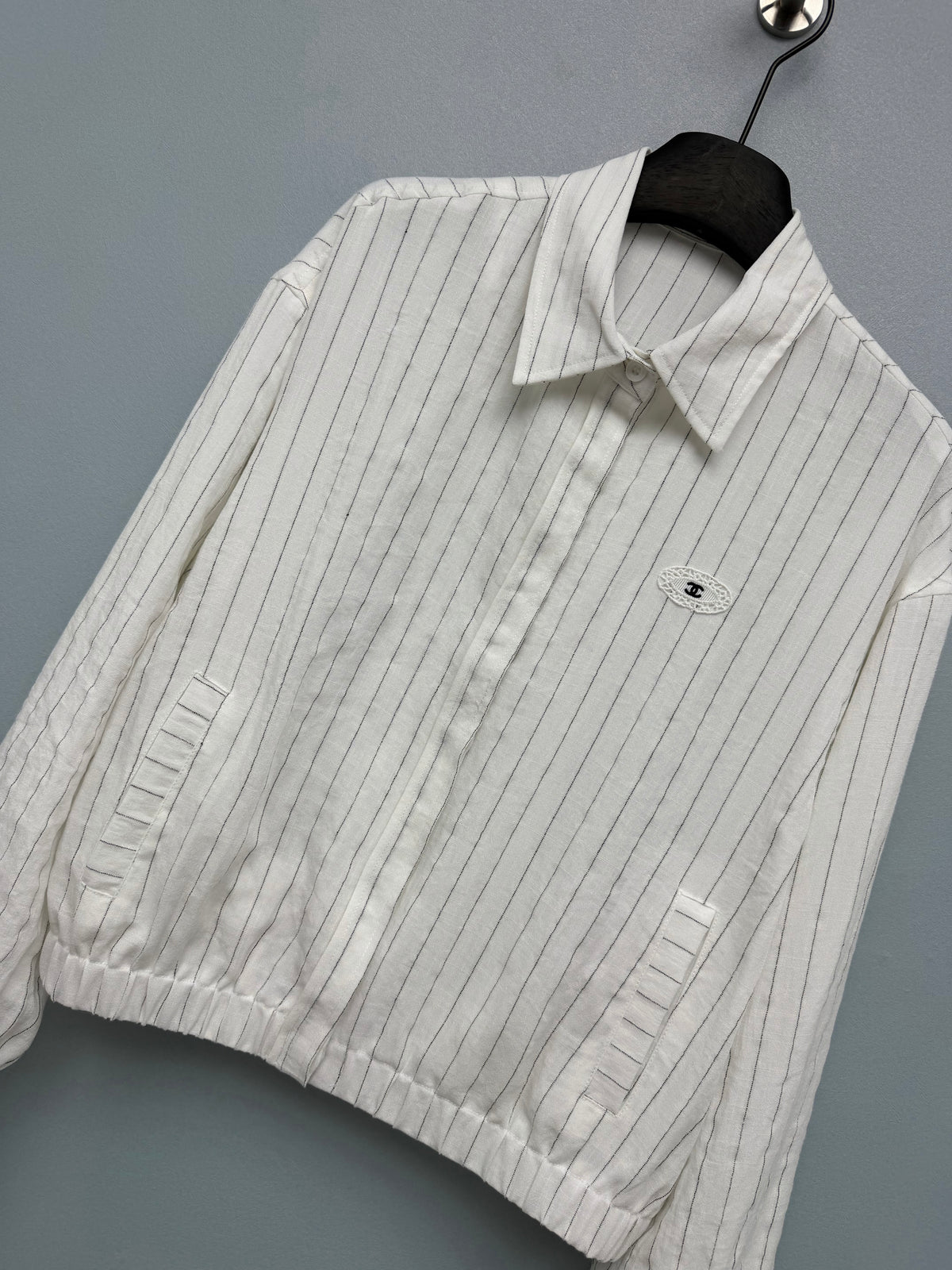 FW26 New Striped Cropped Shirt Jacket