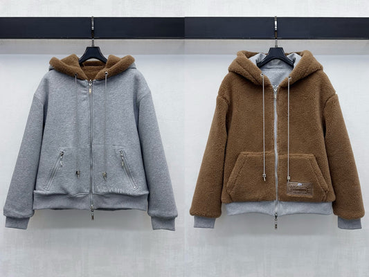 26FW New Reversible Hooded Shearling Jacket