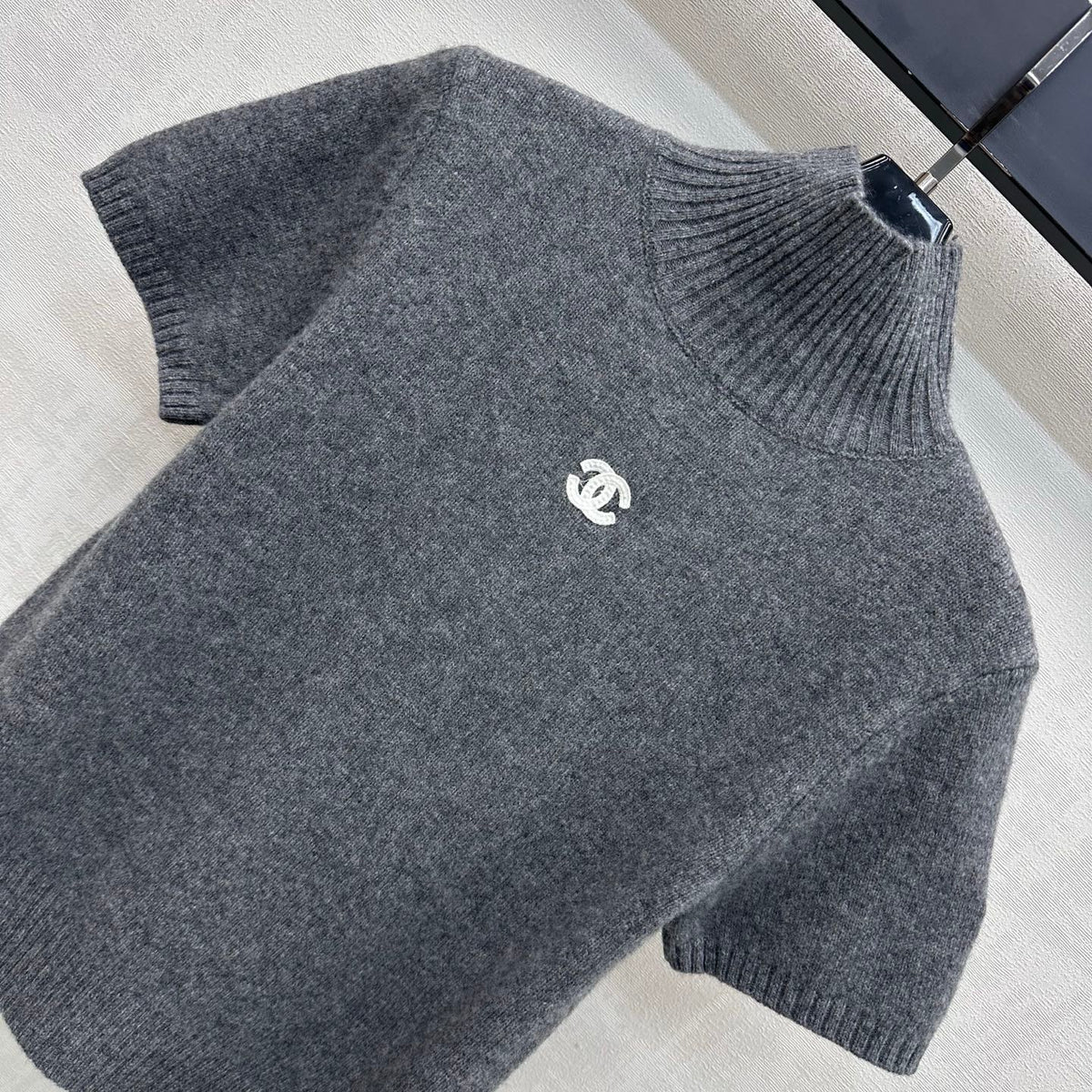 26FW New Dark Grey Turtleneck Knit T-Shirt