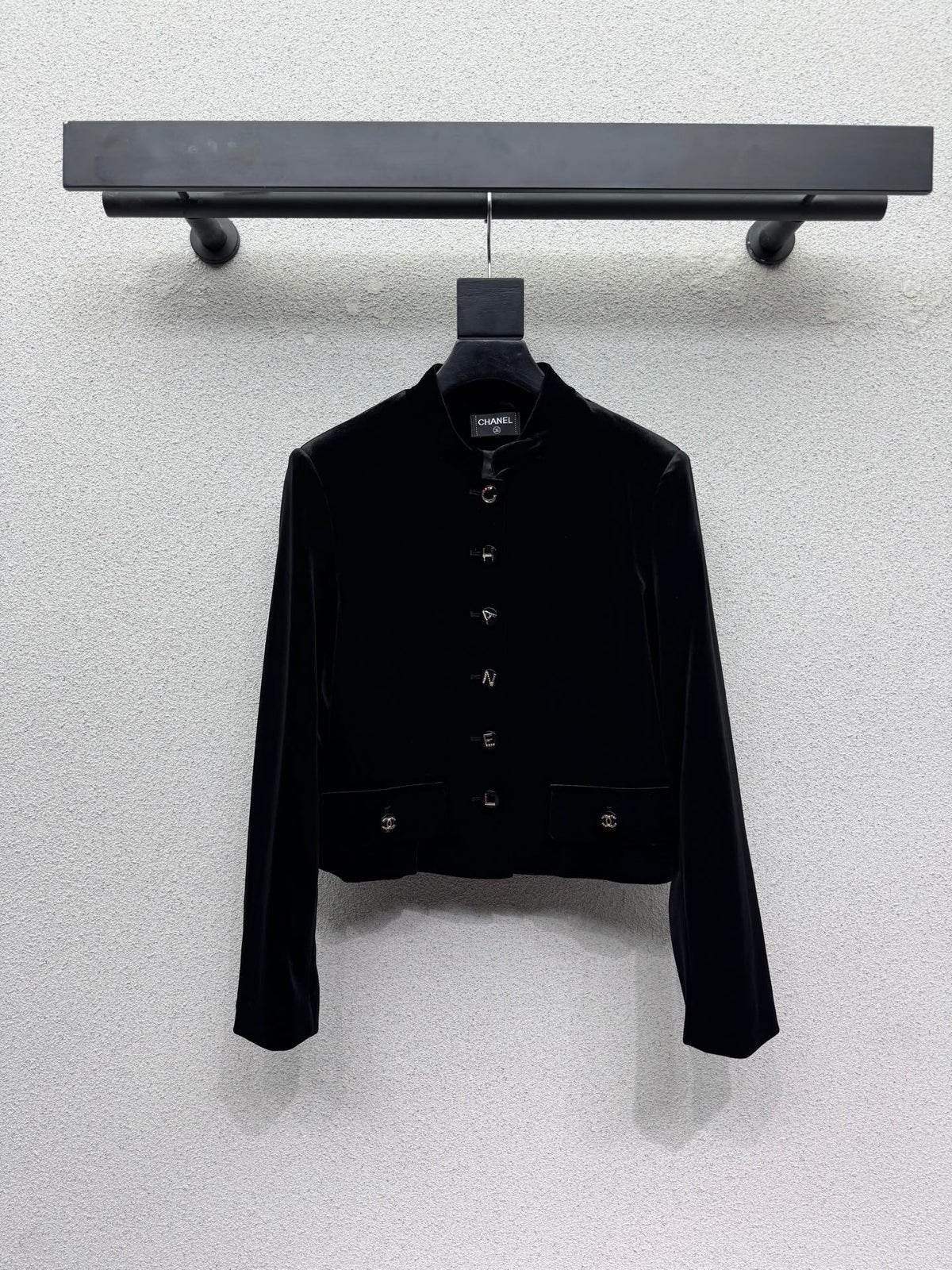 26FW New Velvet Jacket with Metal Letter Snap Buttons