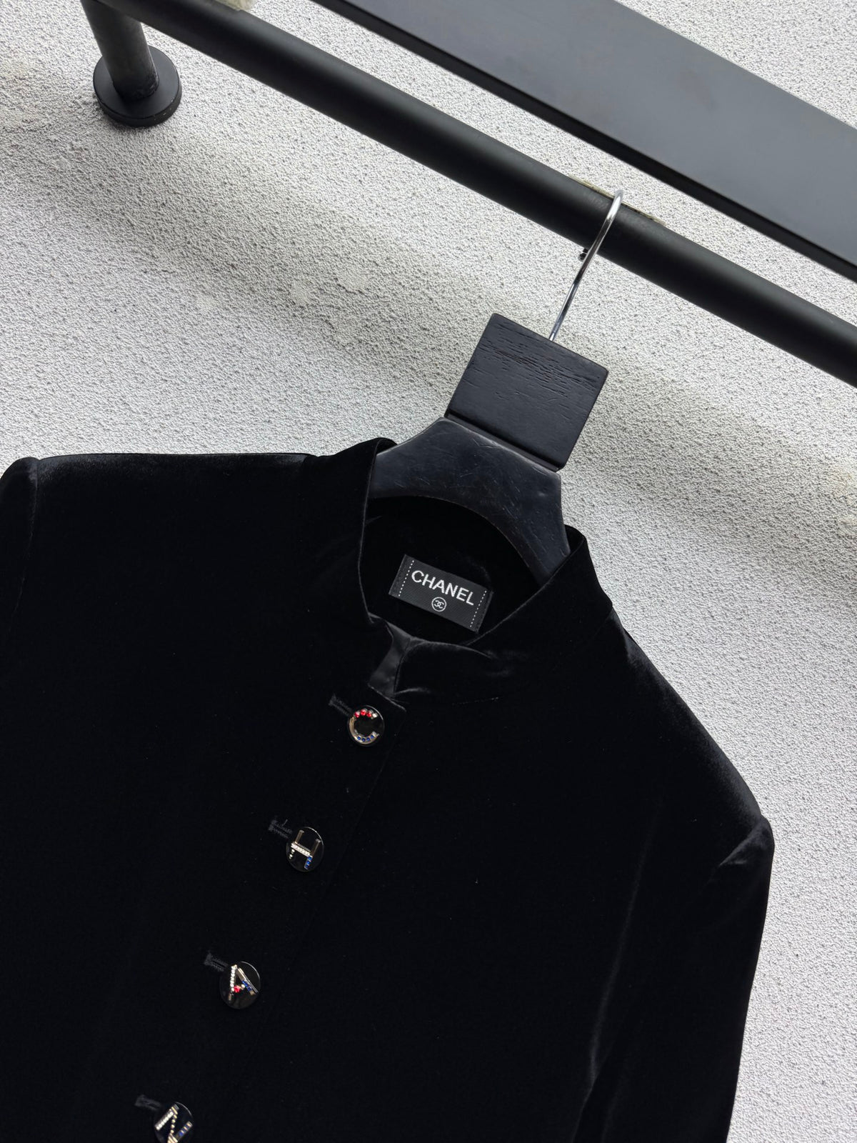 26FW New Velvet Jacket with Metal Letter Snap Buttons