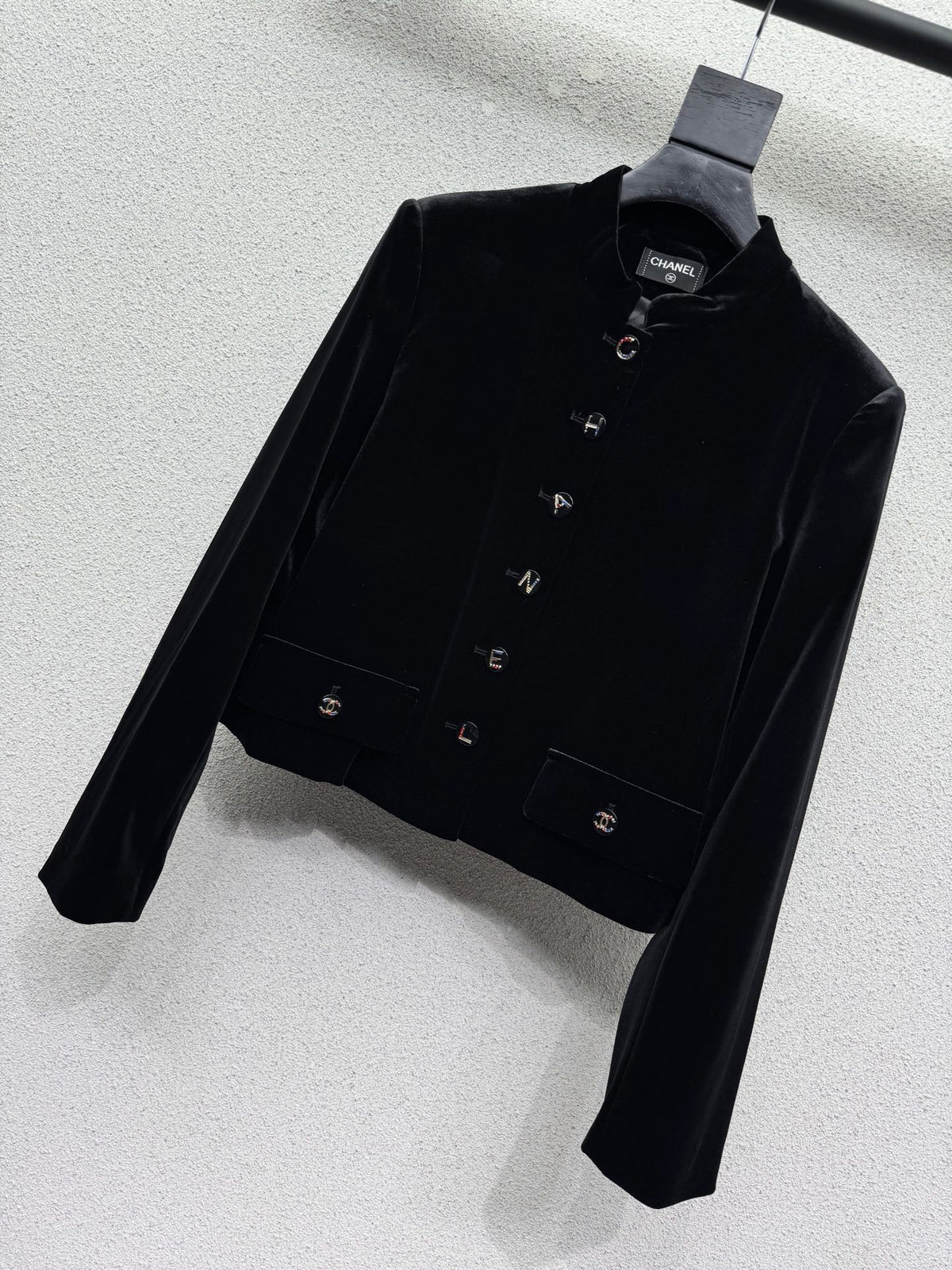 26FW New Velvet Jacket with Metal Letter Snap Buttons