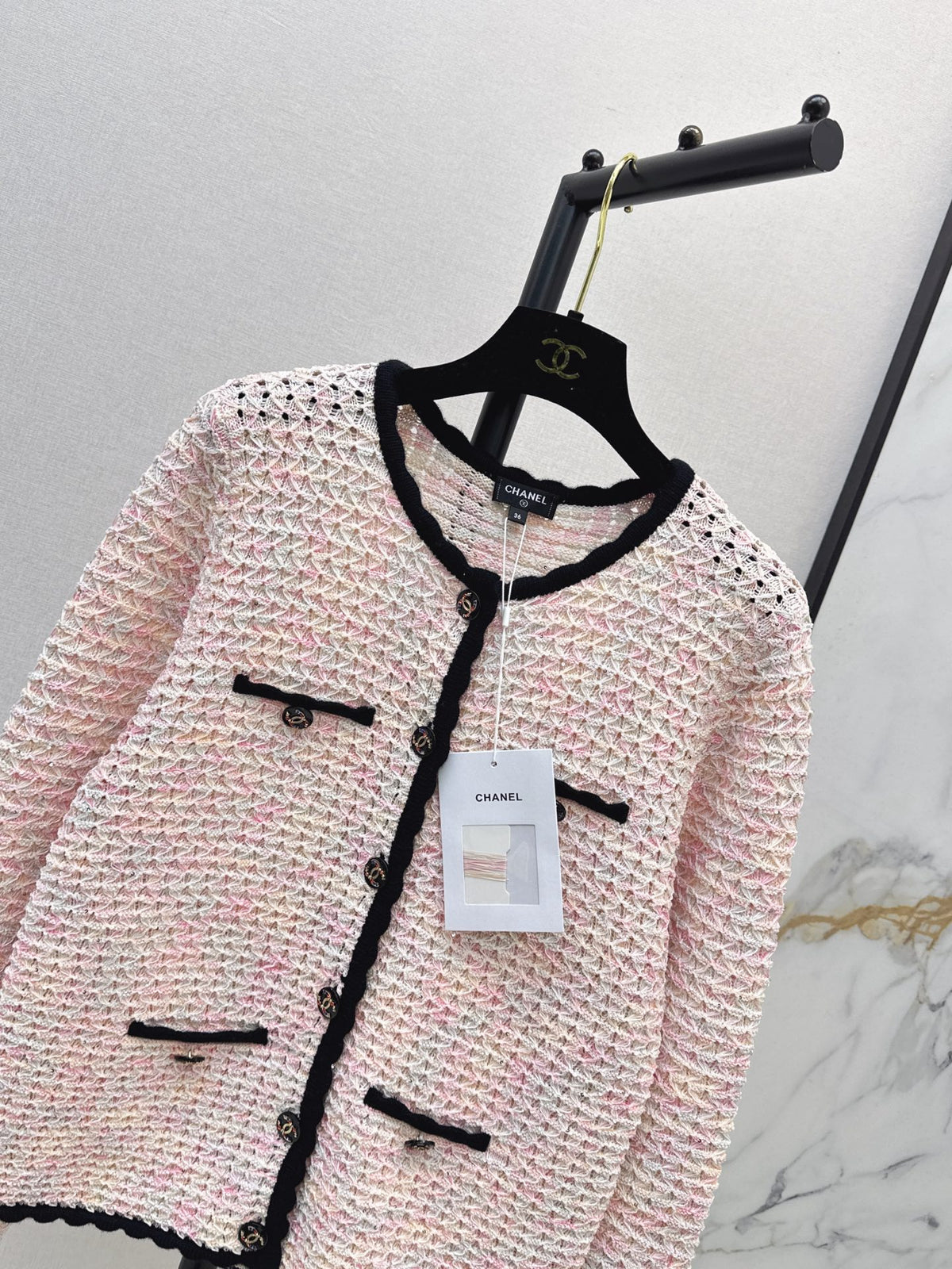 26FW New Cut-out Cardigan with Contrast Piping