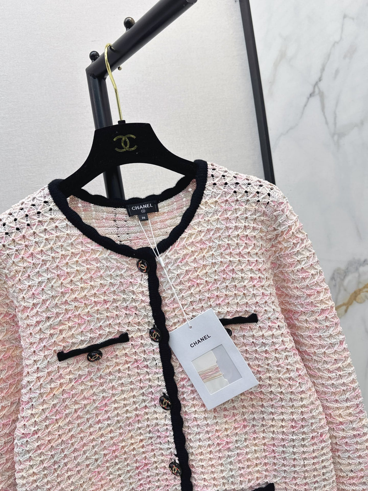26FW New Cut-out Cardigan with Contrast Piping