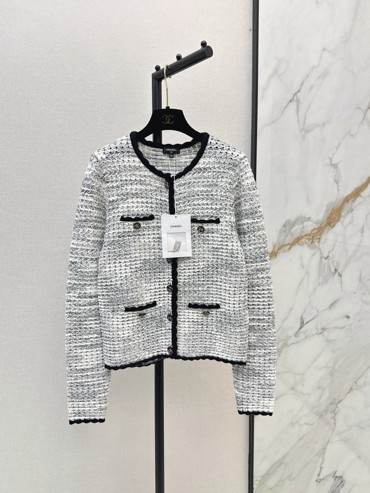 26FW New Cut-out Cardigan with Contrast Piping