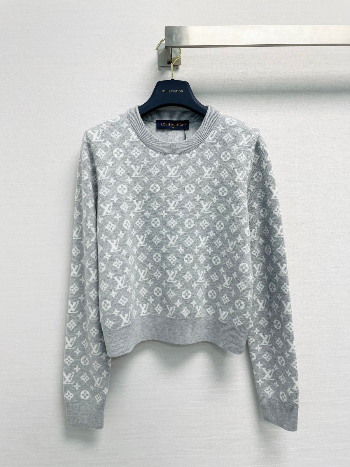 26FW New Color-Block Monogram Knit Long-Sleeve Top