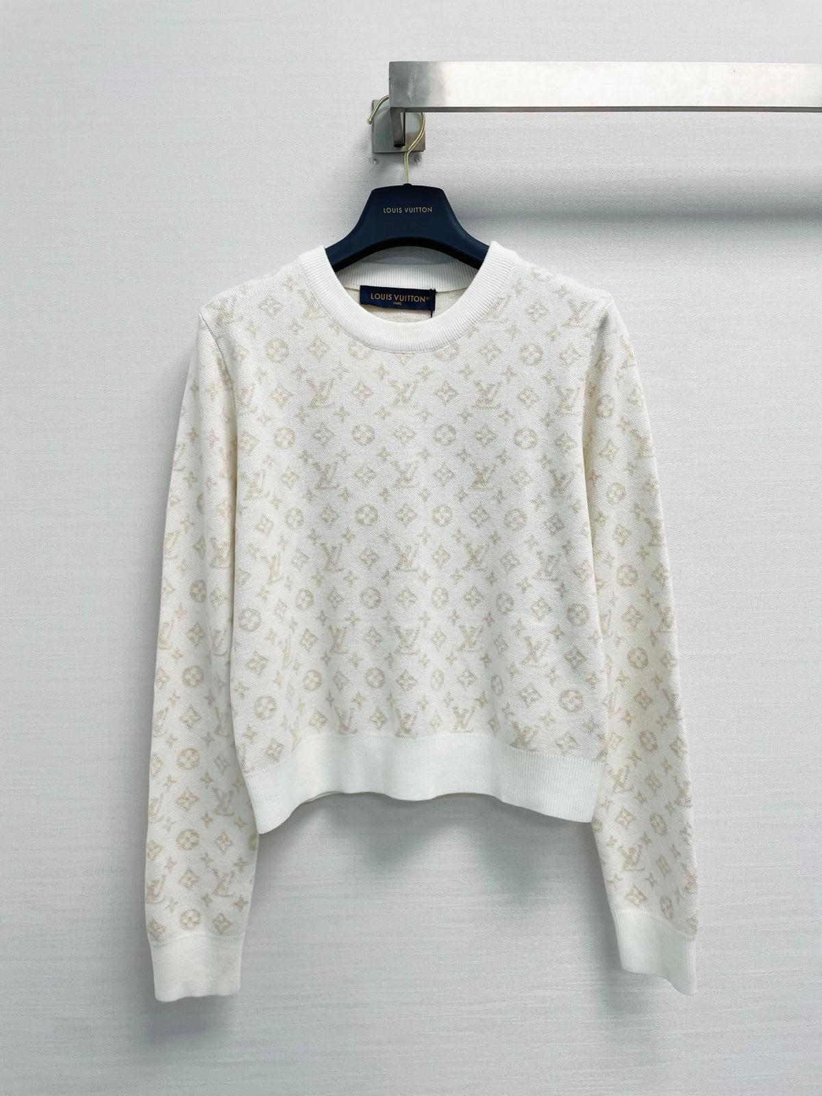 26FW New Color-Block Monogram Knit Long-Sleeve Top