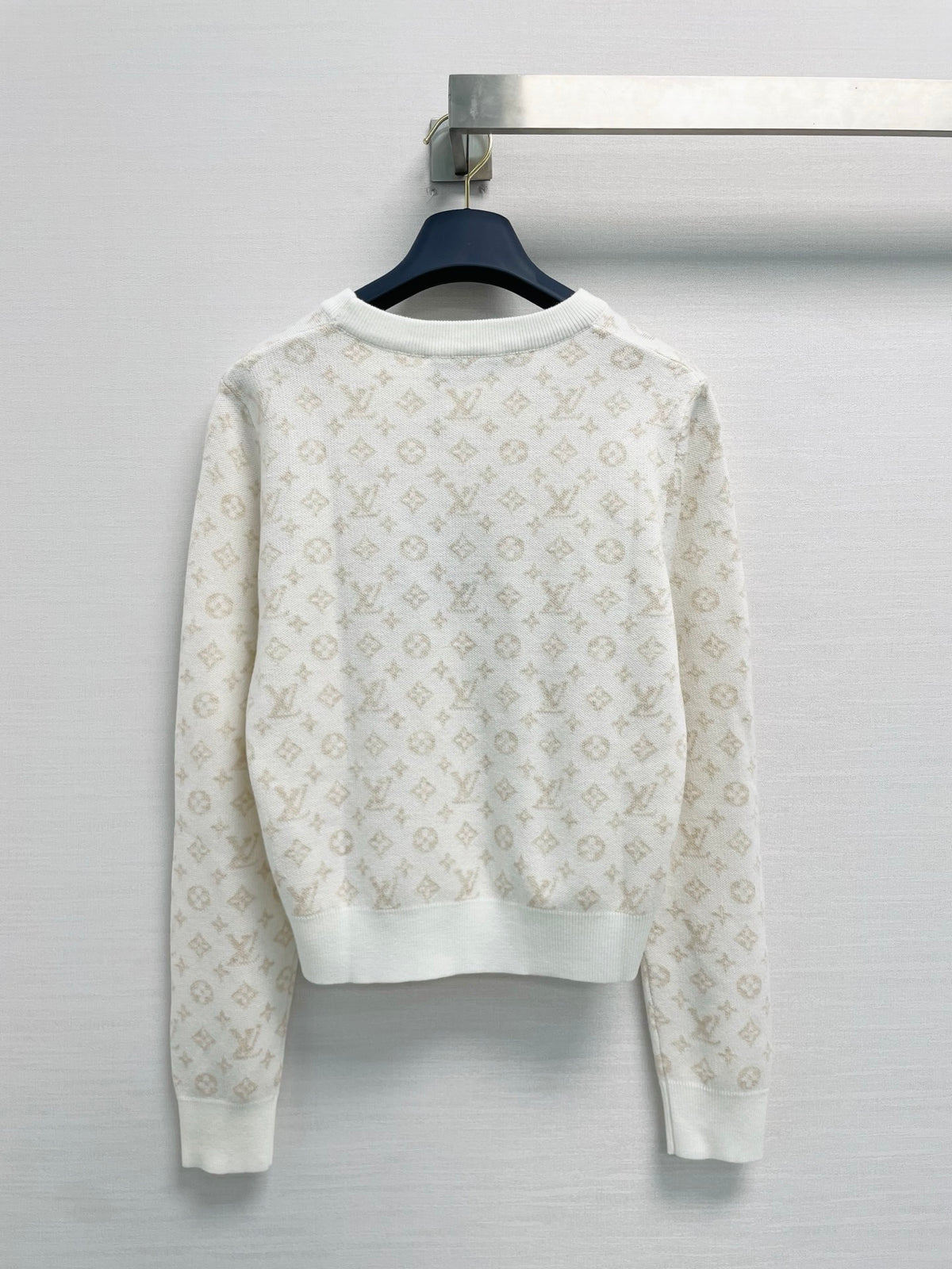 26FW New Color-Block Monogram Knit Long-Sleeve Top